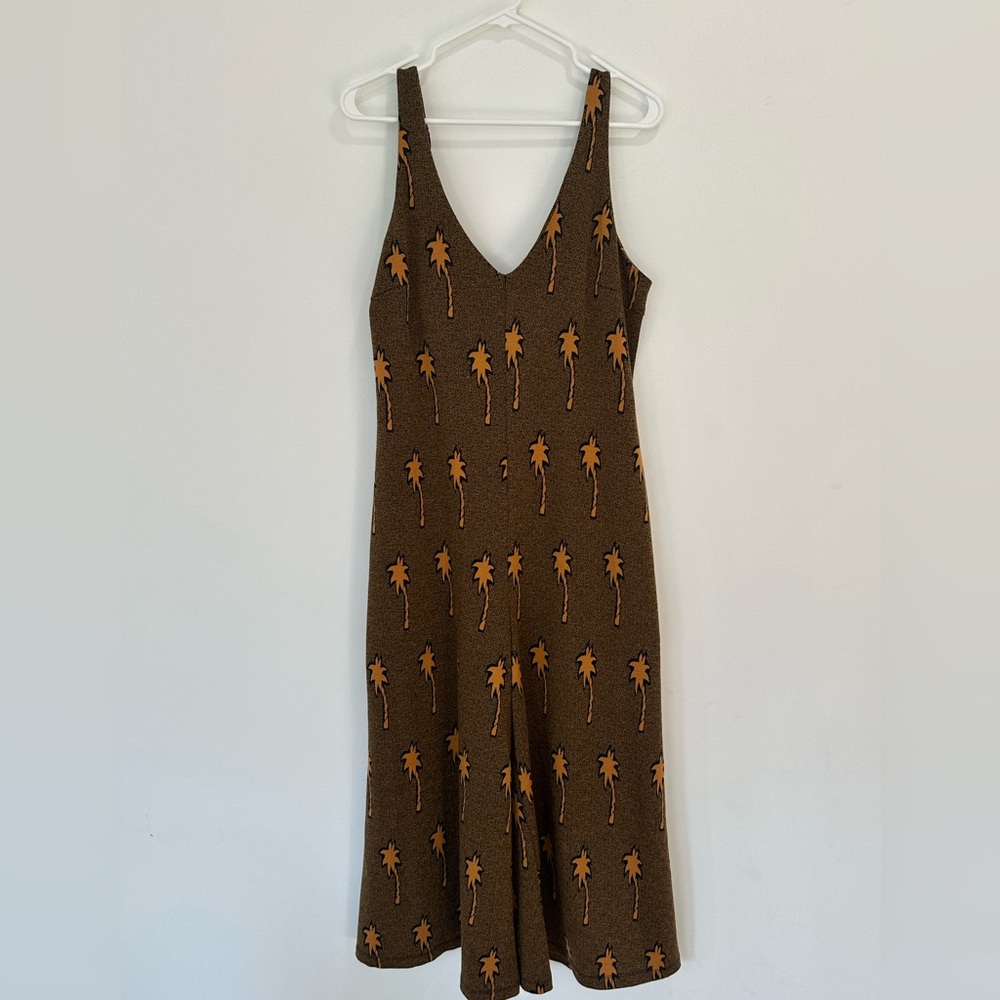 Hutch Palm tree Print Brown orange Knit Jumpsuit romper size large summer spring